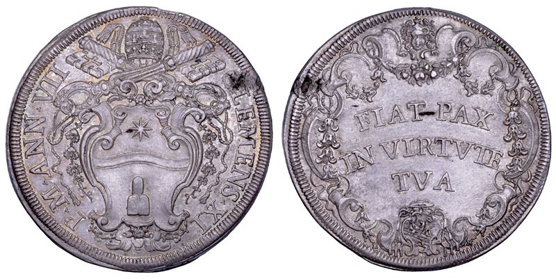 STATO PONTIFICIO. CLEMENTE XI (Giovanni Francesco Albani), 1700-1721. Piastra A. VII. Roma.  - Asta Numismatica - Cambi Casa d'Aste