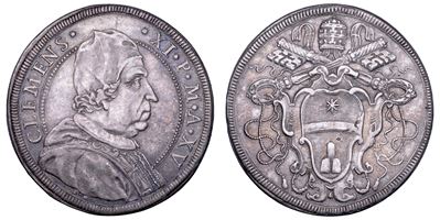 Clemente XI (Giovanni Francesco Albani), Piastra A XV, Stato Pontificio, XVII-XVIII secolo
