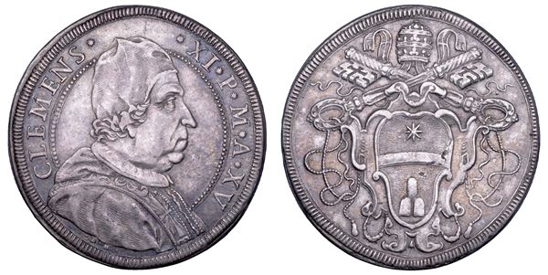 STATO PONTIFICIO. CLEMENTE XI (Giovanni Francesco Albani), 1700-1721. Piastra A. XV. Roma.