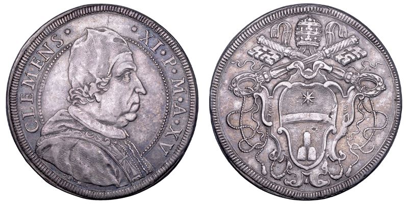 STATO PONTIFICIO. CLEMENTE XI (Giovanni Francesco Albani), 1700-1721. Piastra A. XV. Roma.  - Asta Numismatica - Cambi Casa d'Aste