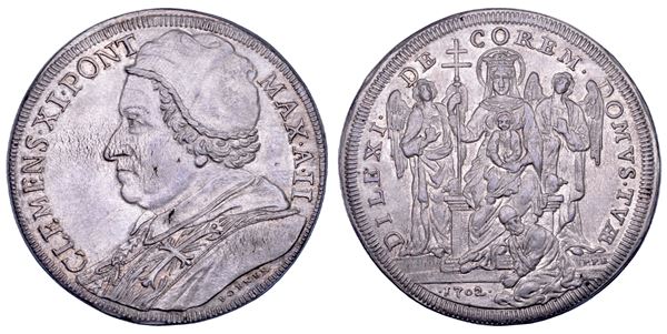 STATO PONTIFICIO. CLEMENTE XI (Giovanni Francesco Albani), 1700-1721. Piastra A. II/1702. Roma.