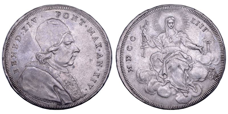 STATO PONTIFICIO. BENEDETTO XIV (Prospero Lambertini), 1740-1758. Scudo romano A. XIV/1753. Roma.  - Asta Numismatica - Cambi Casa d'Aste