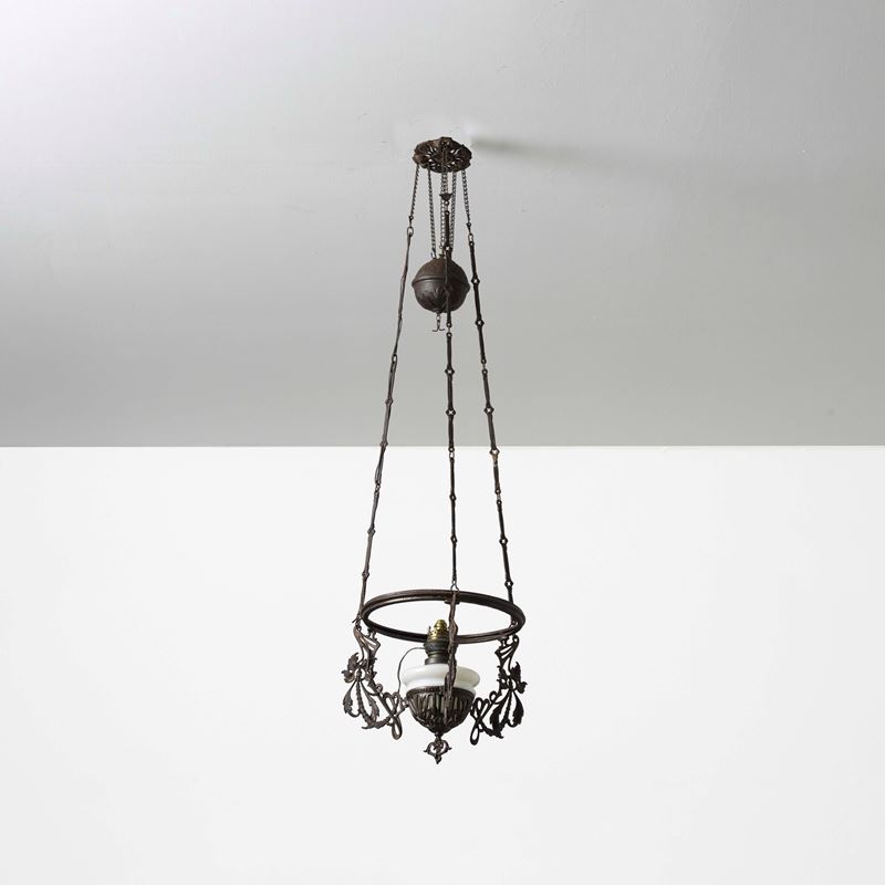 Lamapada in ferro e vetro  - Auction Antiques - Cambi Casa d'Aste