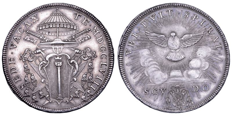 STATO PONTIFICIO. SEDE VACANTE 1758 (camerlengo cardinale Girolamo Colonna). Scudo romano 1758. Roma.  - Auction Numismatics - Cambi Casa d'Aste