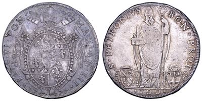 Giannangelo Braschi (attr.), Scudo romano “A. III/1777” di Pio VI, 1775-1799