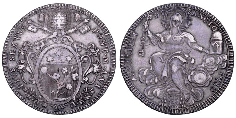 STATO PONTIFICIO. PIO VI (Giannangelo Braschi), 1775-1799. Scudo romano A. VI/1780. Roma.  - Asta Numismatica - Cambi Casa d'Aste