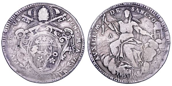 REPUBBLICA ROMANA - ANCONA, 1798-1799. Scudo romano A. VI/1780 a nome di Pio VI. Emissione durante l’assedio di Ancona del marzo-novembre 1799.