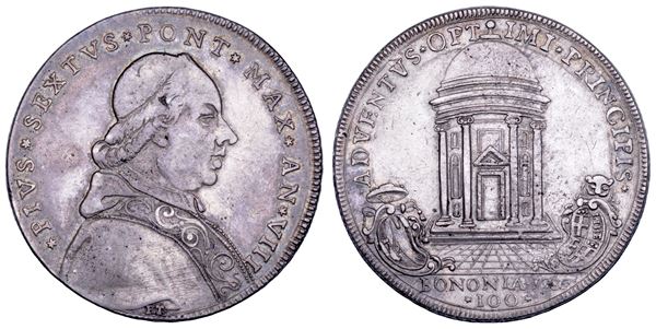 STATO PONTIFICIO. PIO VI (Giannangelo Braschi), 1775-1799. Scudo romano A. VIII/1782. Bologna.