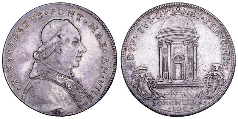 STATO PONTIFICIO. PIO VI (Giannangelo Braschi), 1775-1799. Scudo romano A. VIII/1782. Bologna.  - Asta Numismatica - Cambi Casa d'Aste