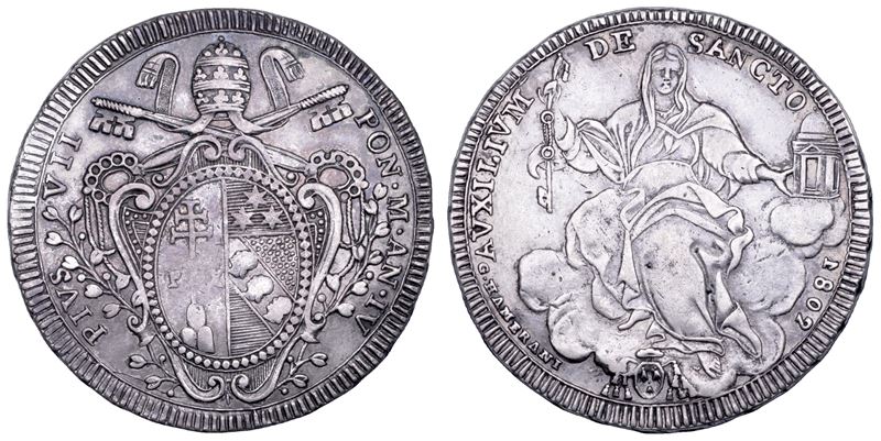 STATO PONTIFICIO. PIO VII (Gregorio Luigi Barnaba Chiaramonti), 1800-1823. Scudo romano A. IV/1802. Roma.  - Asta Numismatica - Cambi Casa d'Aste