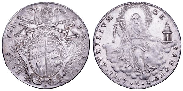 STATO PONTIFICIO. PIO VII (Gregorio Luigi Barnaba Chiaramonti), 1800-1823. Scudo romano A. XVII/1817. Bologna.