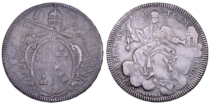 STATO PONTIFICIO. PIO VII (Gregorio Luigi Barnaba Chiaramonti), 1800-1823. Scudo romano A. I/1800. Roma.  - Asta Numismatica - Cambi Casa d'Aste