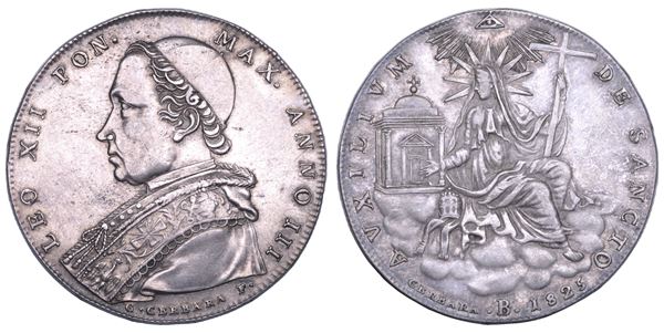 STATO PONTIFICIO. LEONE XII (Annibale Sermattei della Genga), 1823-1829. Scudo romano A. III/1825. Bologna.