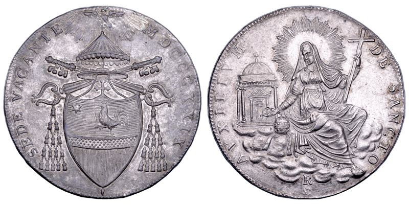 STATO PONTIFICIO. SEDE VACANTE 1829 (camerlengo cardinale Francesco Galeffi). Scudo romano 1829. Roma.  - Auction Numismatics - Cambi Casa d'Aste