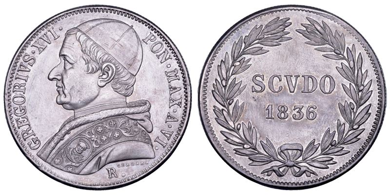 STATO PONTIFICIO. GREGORIO XVI (Bartolomeo Alberto Cappellari della Colomba), 1831-1846. Scudo romano A. VI/1836. Roma.  - Asta Numismatica - Cambi Casa d'Aste