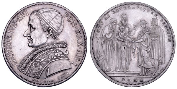 STATO PONTIFICIO. GREGORIO XVI (Bartolomeo Alberto Cappellari della Colomba), 1831-1846. Scudo romano A. I/1831. Roma.