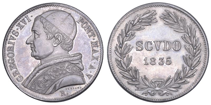 STATO PONTIFICIO. GREGORIO XVI (Bartolomeo Alberto Cappellari della Colomba), 1831-1846. Scudo romano A. V/1835. Roma.  - Asta Numismatica - Cambi Casa d'Aste