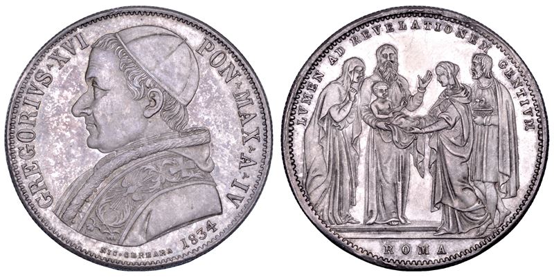 STATO PONTIFICIO. GREGORIO XVI (Bartolomeo Alberto Cappellari della Colomba), 1831-1846. Scudo romano A. IV/1834. Roma.  - Asta Numismatica - Cambi Casa d'Aste