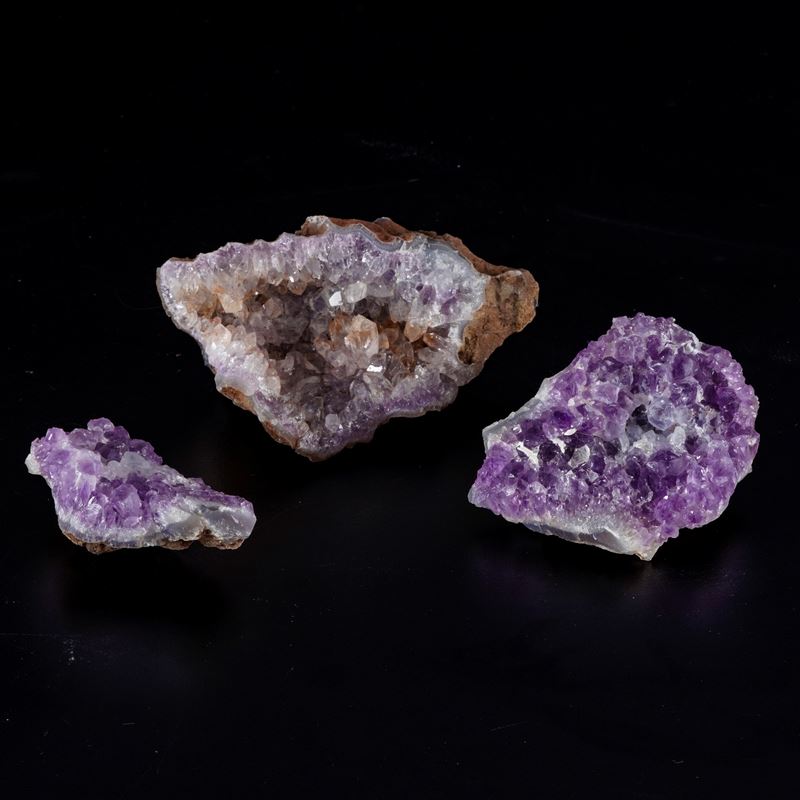 Tre Frammenti di Geode di Ametista