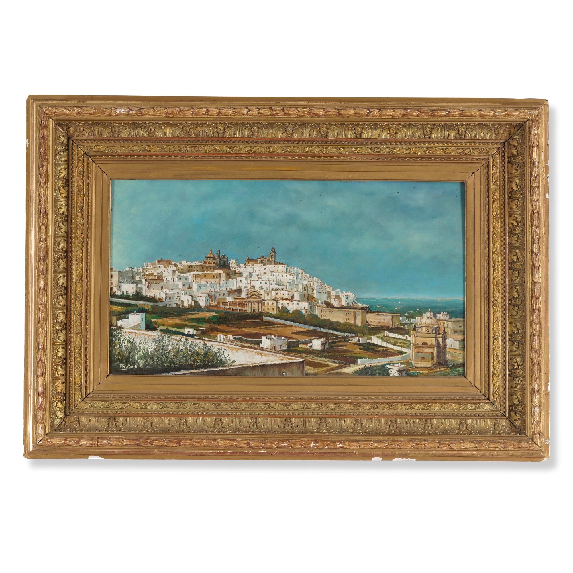 A firma Fontana, Paesaggio, olio su tavola, 1992