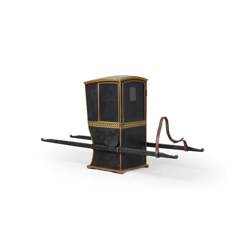 Portantina in legno laccato e dorato. Genova, fine XVIII secolo  - Auction Antiques - Cambi Casa d'Aste