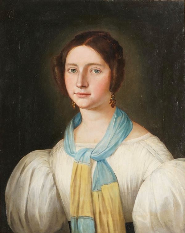 Artista del XIX secolo (Geronima Sertorio) Autoritratto con abito bianco
