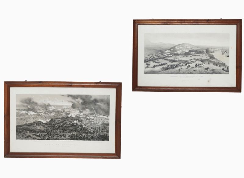 Due litografie tra cui il Panorama della battaglia di Alma  - Auction Antiques - Cambi Casa d'Aste