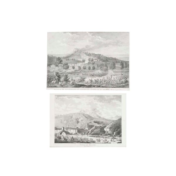 Coppia di stampe con battaglie napoleoniche