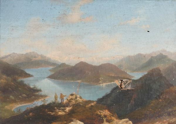 Scuola del XIX secolo Veduta del lago di Lugano