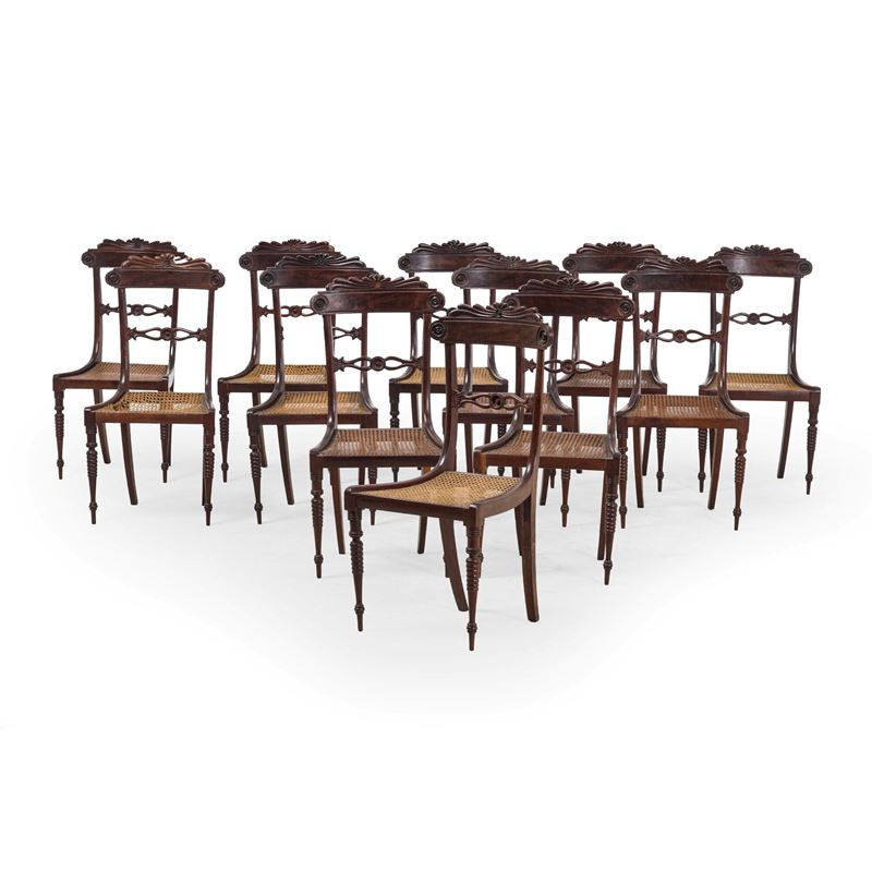 Gruppo di dodici sedie modello "Peters". XIX secolo  - Auction Antiques - Cambi Casa d'Aste