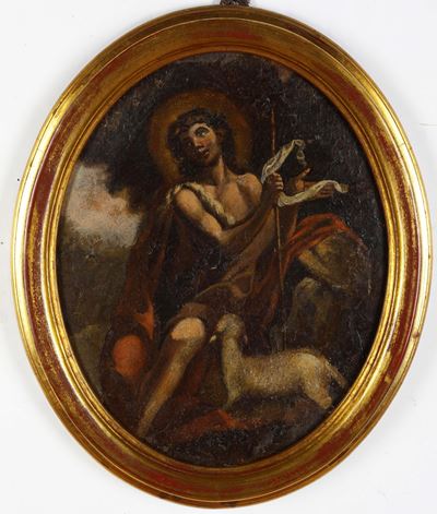 Scuola del XVII secolo, San Giovanni Battista (olio su tela ovale)