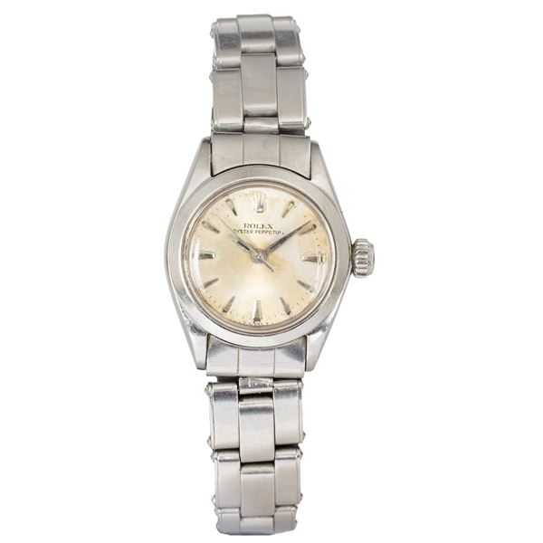 Oyster Perpetual ref. 6618 in acciaio, quadrante silver virato, carica automatica, con scatola e garanzia,  [..]