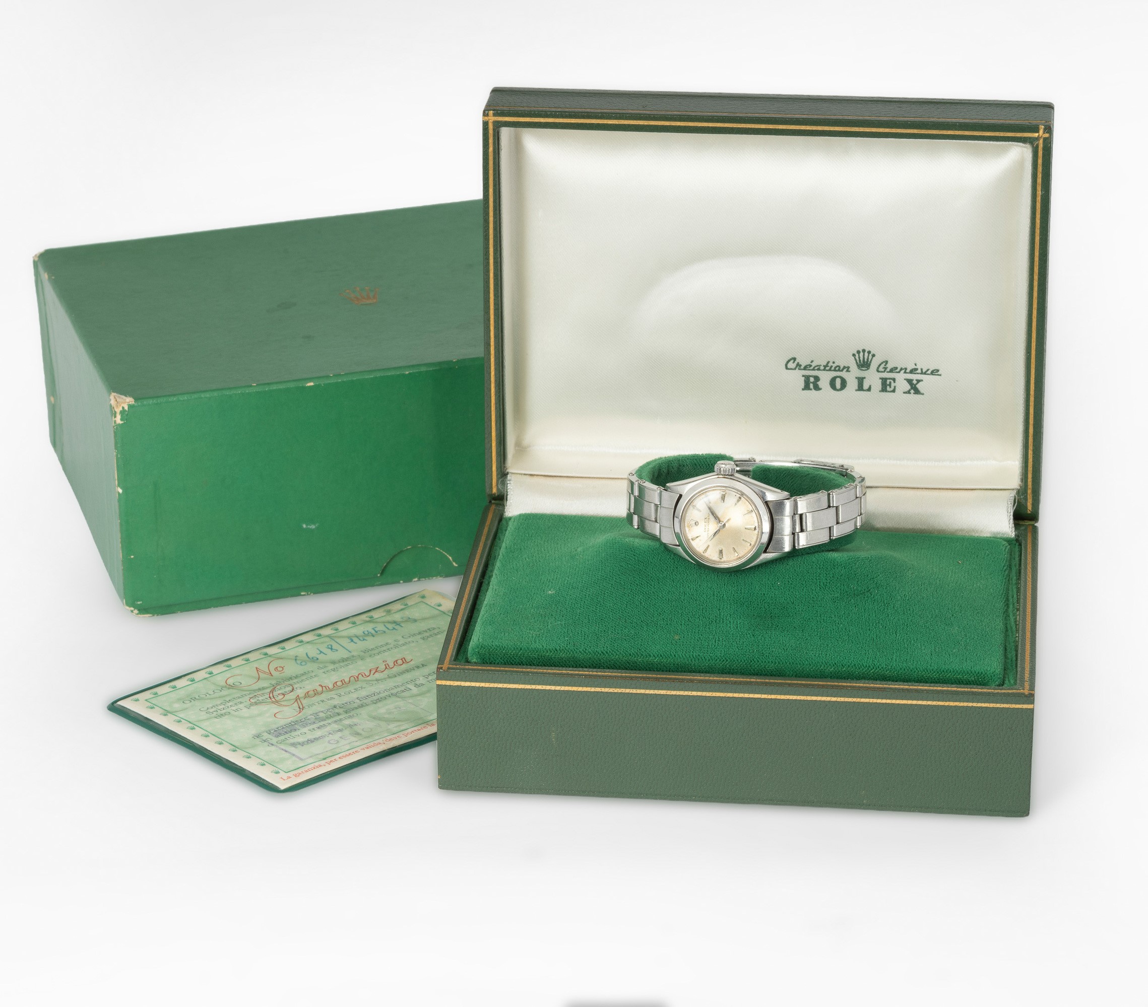 Rolex - Oyster Perpetual ref. 6618 in acciaio, quadrante silver virato, carica automatica (25 mm)