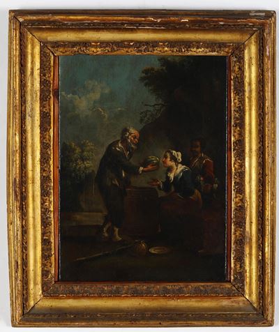 Scuola del XVIII secolo, Scene di genere con contadini, olio su tela