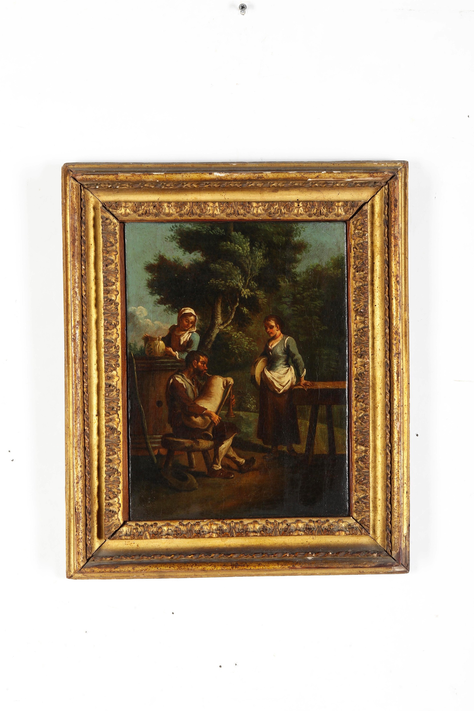 Scuola del XVIII secolo, Scene di genere con contadini, olio su tela