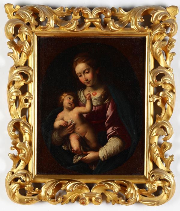 Scuola lombarda del XVII secolo Madonna con Bambino