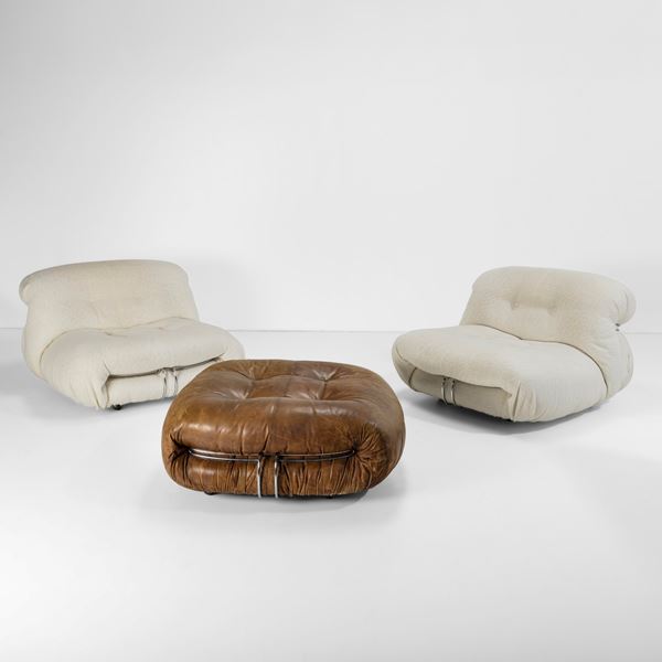 Afra e Tobia Scarpa - Due poltrone e pouf mod. Soriana