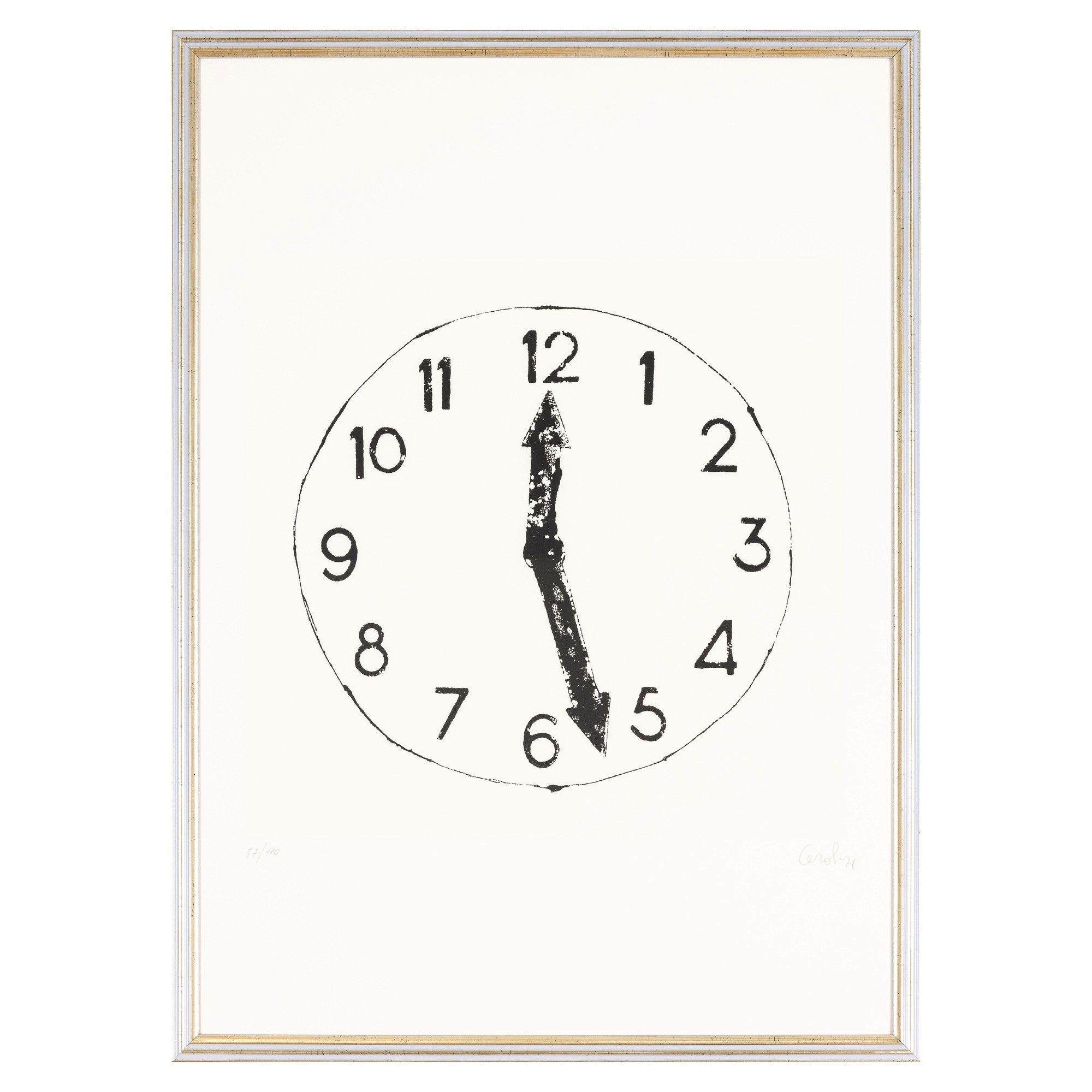Mario Ceroli - L’orologio (acquatinta, 1971)