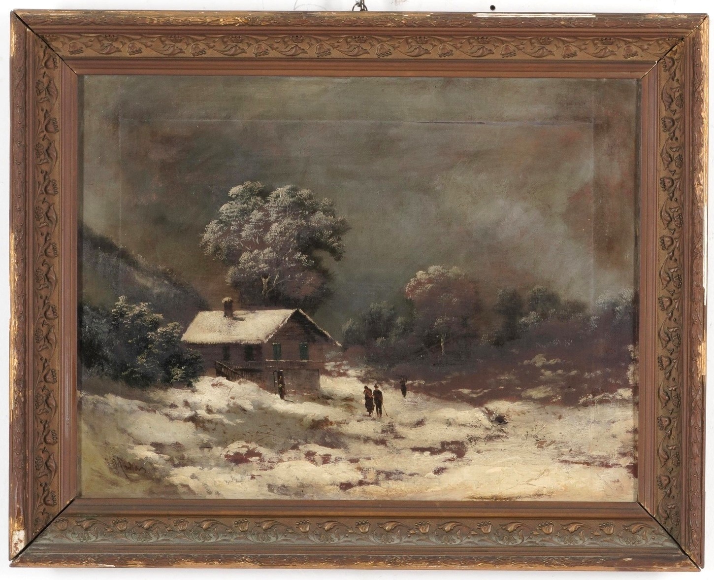 Henry Markò - Paesaggio innevato, olio su tela