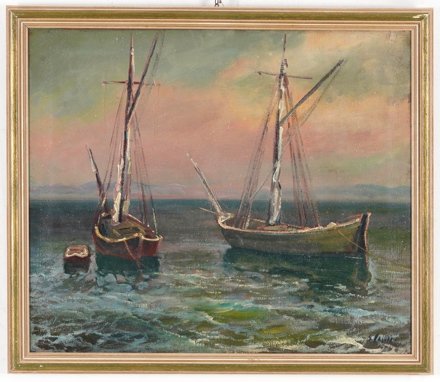 Giuseppe Caselli - Barche, olio su tela