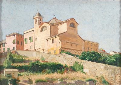 Paesaggio con chiesa