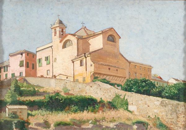 Paesaggio con chiesa