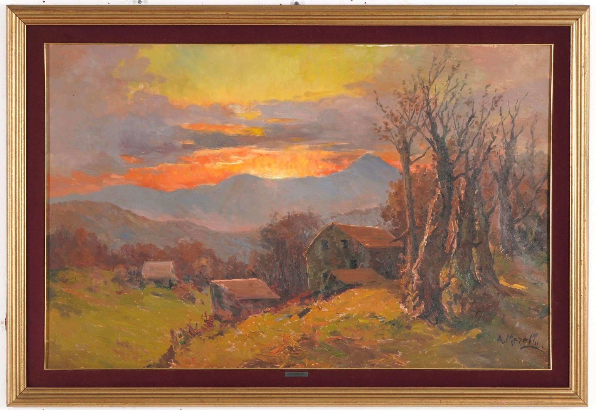 Amedeo Merello - Paesaggio, olio su tela