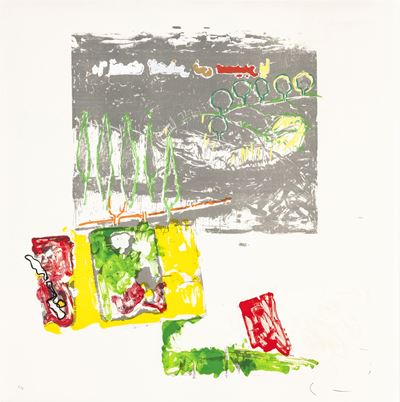 Ondata di gelo, serigrafia con interventi pittorici a mano (70×70 cm) 1988-1989