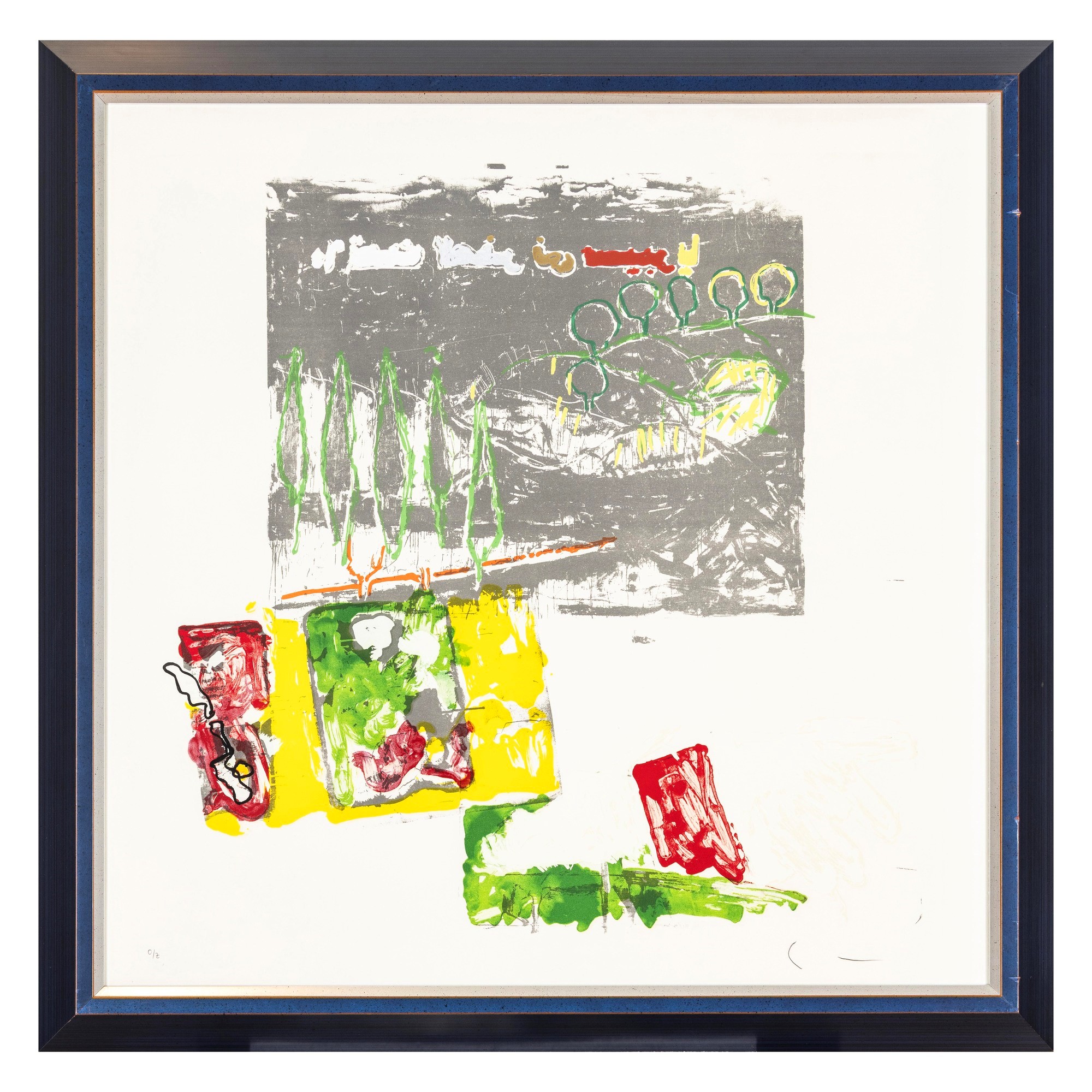 Mario Schifano - Ondata di gelo, serigrafia con interventi pittorici a mano (70×70 cm) 1988-1989