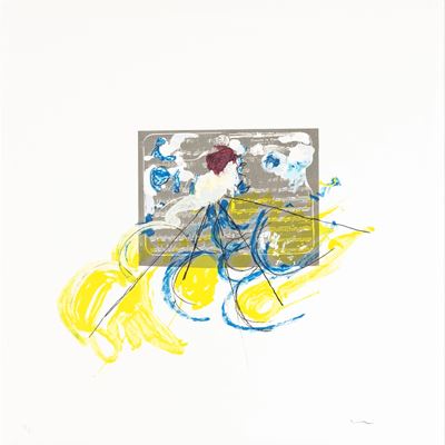 Musicale, serigrafia con interventi pittorici a mano