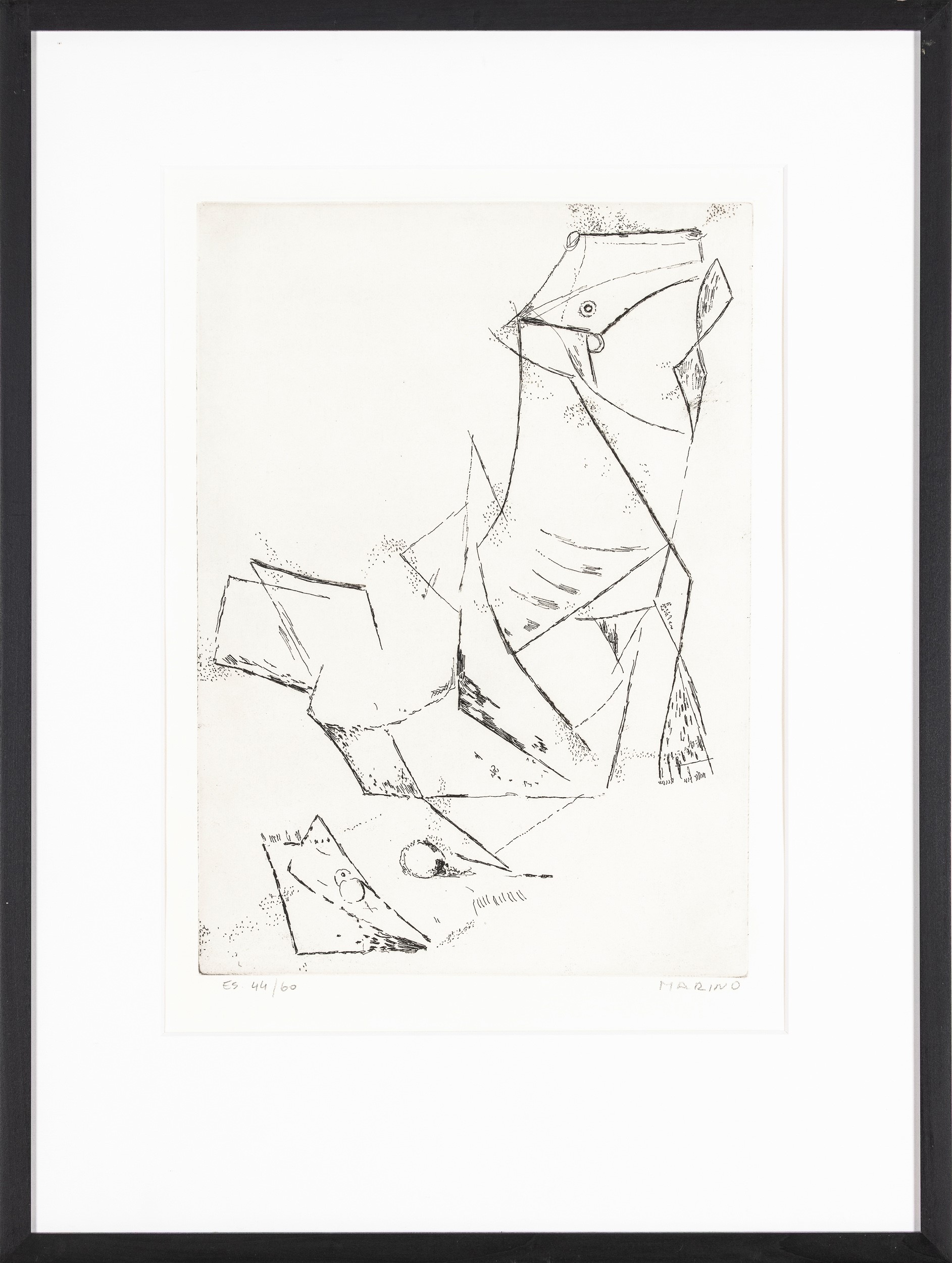 Marino Marini - Idea del miracolo (acquaforte puntasecca, 1970)