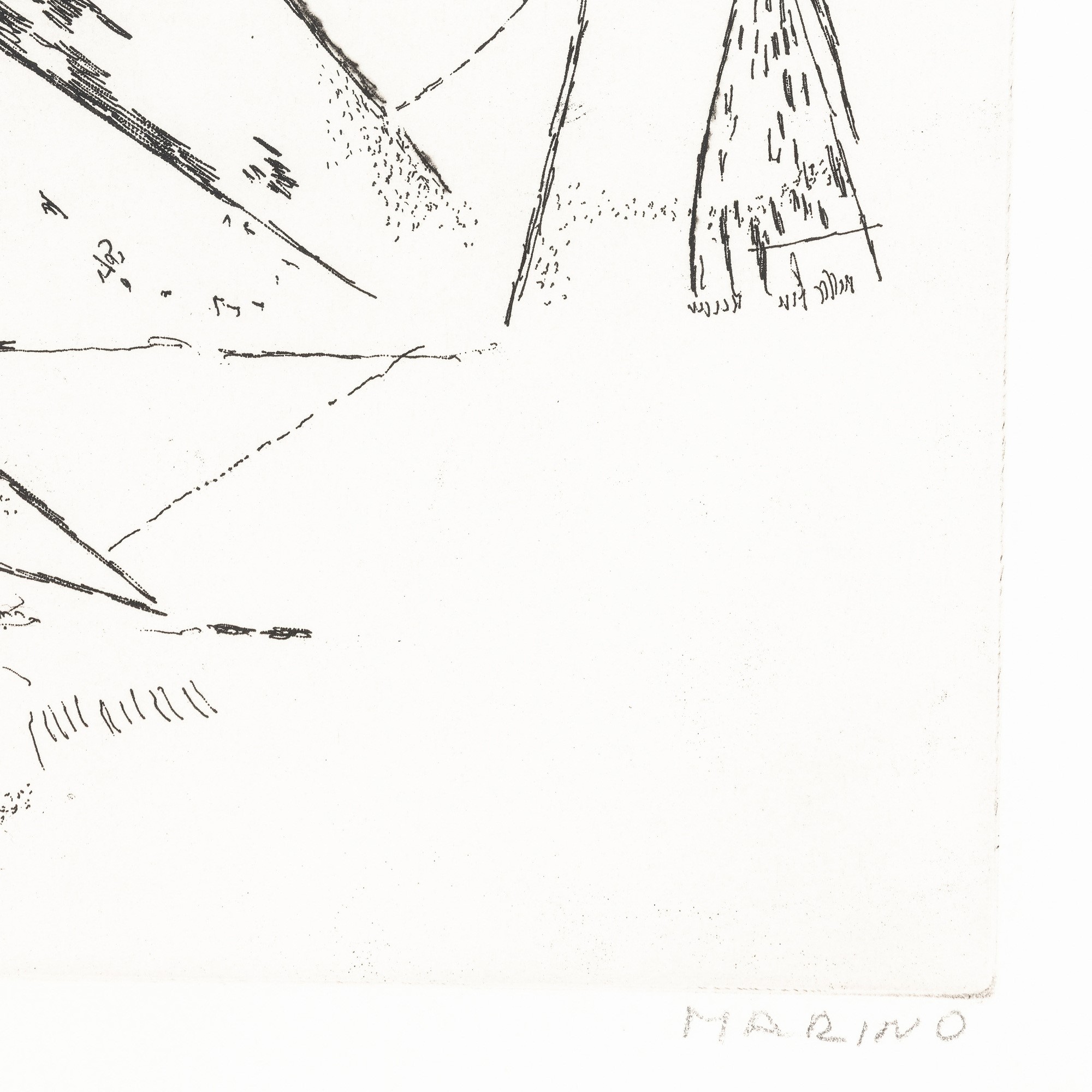 Marino Marini - Idea del miracolo (acquaforte puntasecca, 1970)