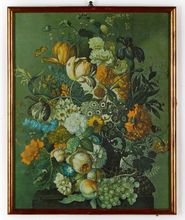 Coppia di stampe raffiguranti nature morte con fiori