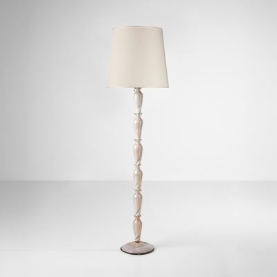 Lampada da terra in metallo e vetro di Murano
